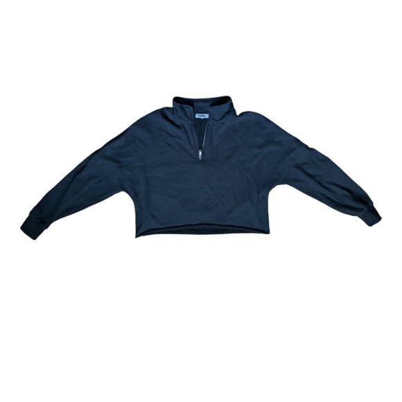 Garage Black Cropped Quarter Zip with Cuffed Sleeves Women Size Medium - Picture 4 of 8
